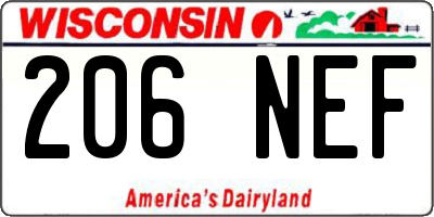 WI license plate 206NEF