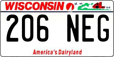 WI license plate 206NEG