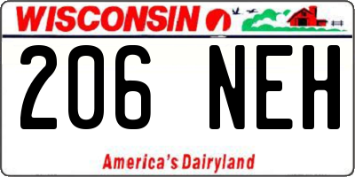 WI license plate 206NEH