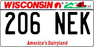WI license plate 206NEK