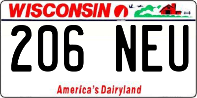 WI license plate 206NEU