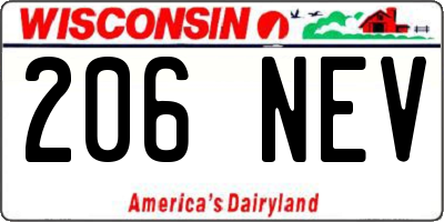 WI license plate 206NEV