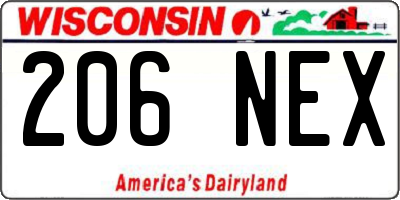 WI license plate 206NEX