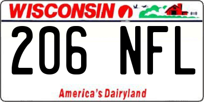 WI license plate 206NFL