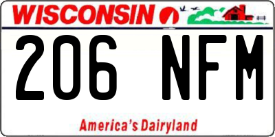 WI license plate 206NFM