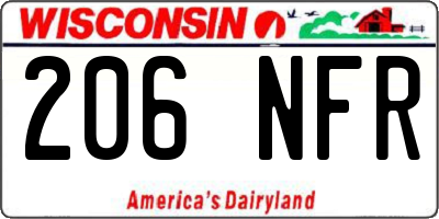 WI license plate 206NFR