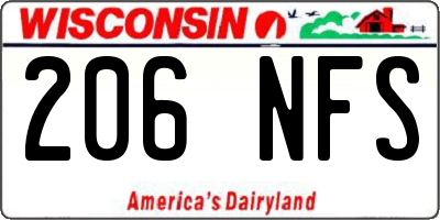 WI license plate 206NFS