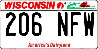 WI license plate 206NFW