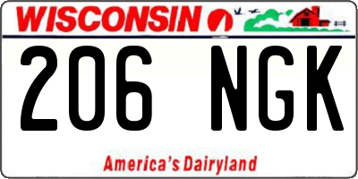 WI license plate 206NGK