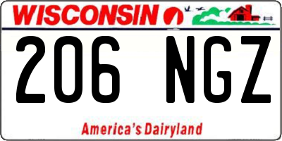 WI license plate 206NGZ