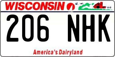 WI license plate 206NHK