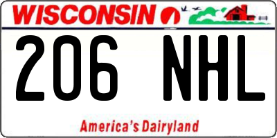 WI license plate 206NHL