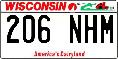WI license plate 206NHM
