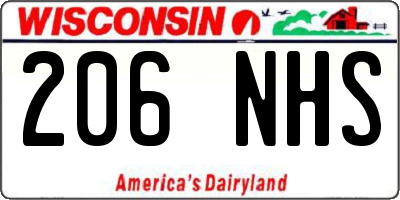 WI license plate 206NHS