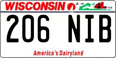 WI license plate 206NIB