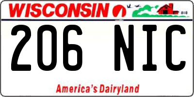 WI license plate 206NIC
