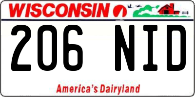 WI license plate 206NID
