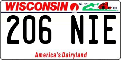WI license plate 206NIE