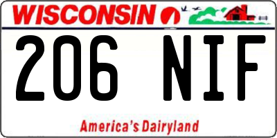 WI license plate 206NIF