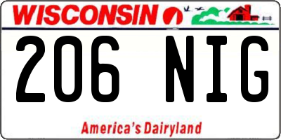 WI license plate 206NIG