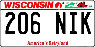 WI license plate 206NIK