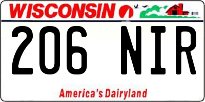 WI license plate 206NIR