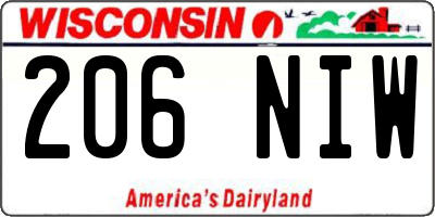 WI license plate 206NIW