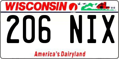 WI license plate 206NIX