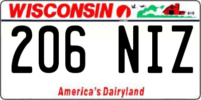 WI license plate 206NIZ
