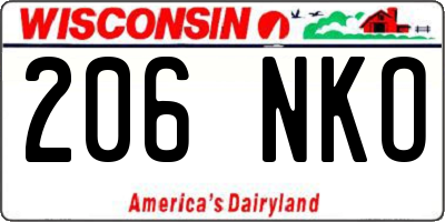 WI license plate 206NKO