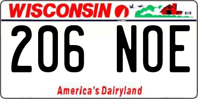 WI license plate 206NOE