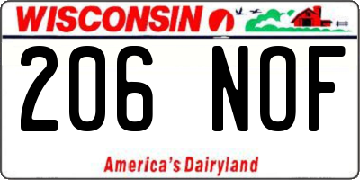 WI license plate 206NOF