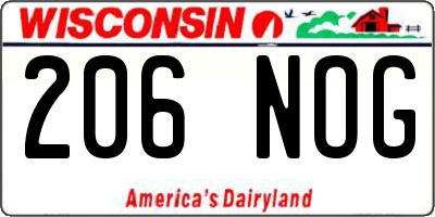WI license plate 206NOG