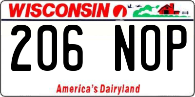 WI license plate 206NOP