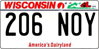 WI license plate 206NOY