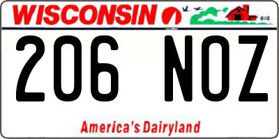 WI license plate 206NOZ