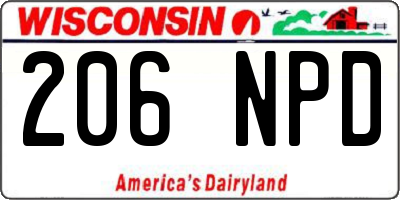 WI license plate 206NPD