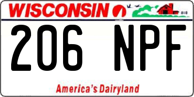 WI license plate 206NPF