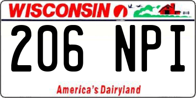 WI license plate 206NPI