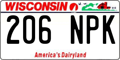 WI license plate 206NPK
