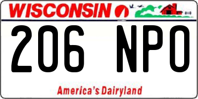 WI license plate 206NPO