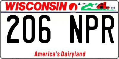 WI license plate 206NPR