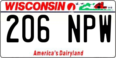 WI license plate 206NPW