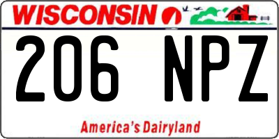 WI license plate 206NPZ
