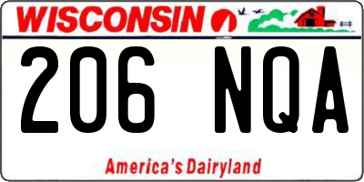 WI license plate 206NQA