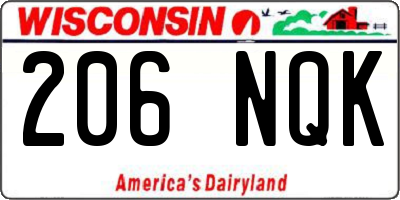 WI license plate 206NQK