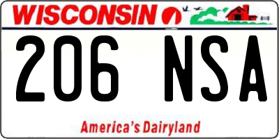 WI license plate 206NSA