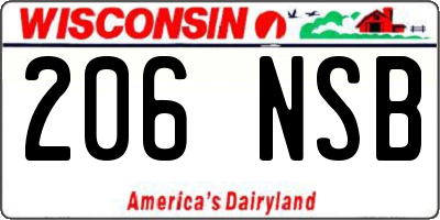 WI license plate 206NSB