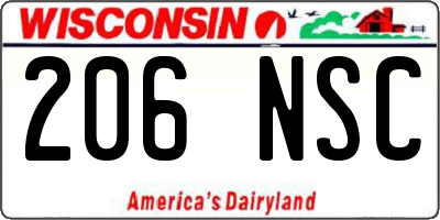 WI license plate 206NSC