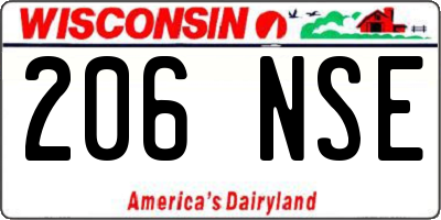 WI license plate 206NSE